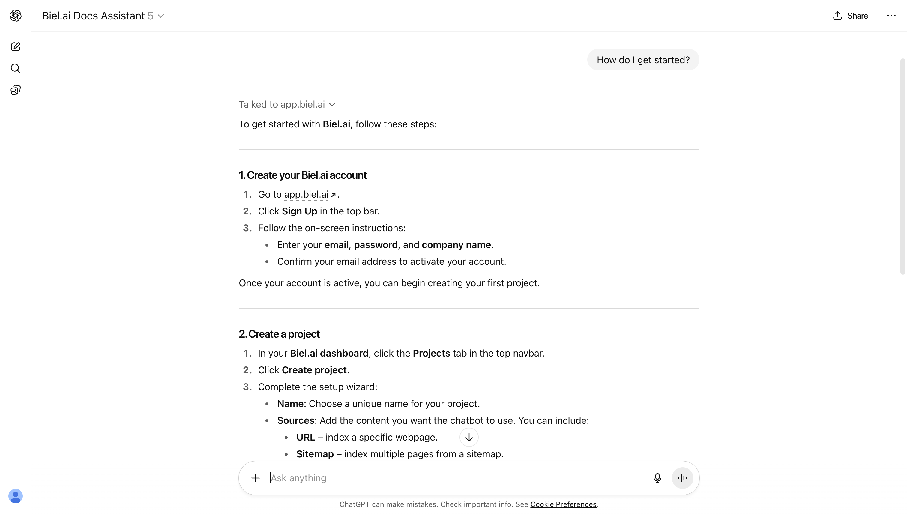 Example conversation with Custom GPT