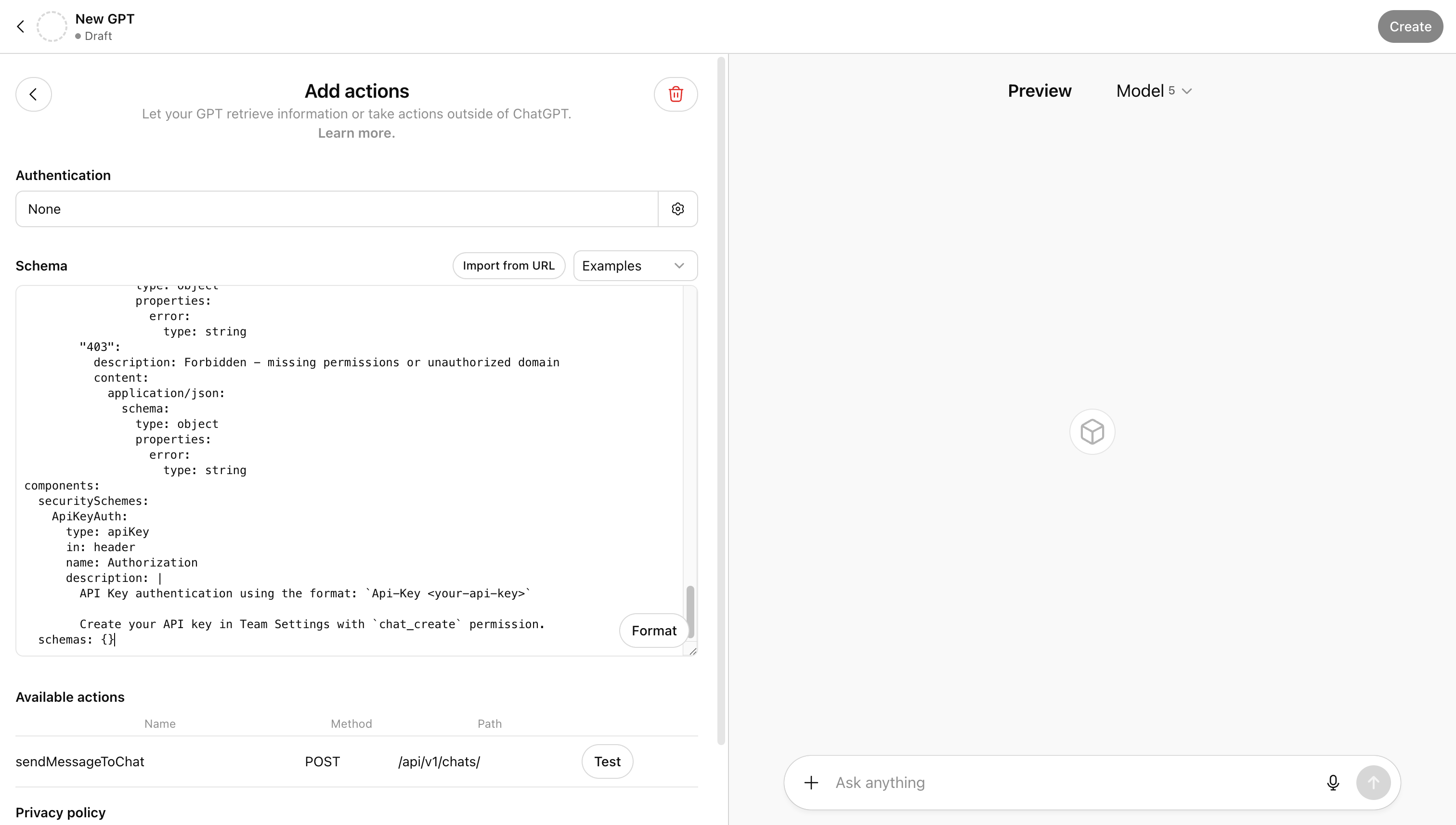 Add Biel.ai action to Custom GPT